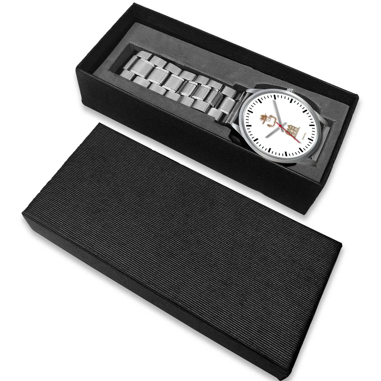 Lubavitcher Rebbe 770 Hebrew Wristwatch Silver
