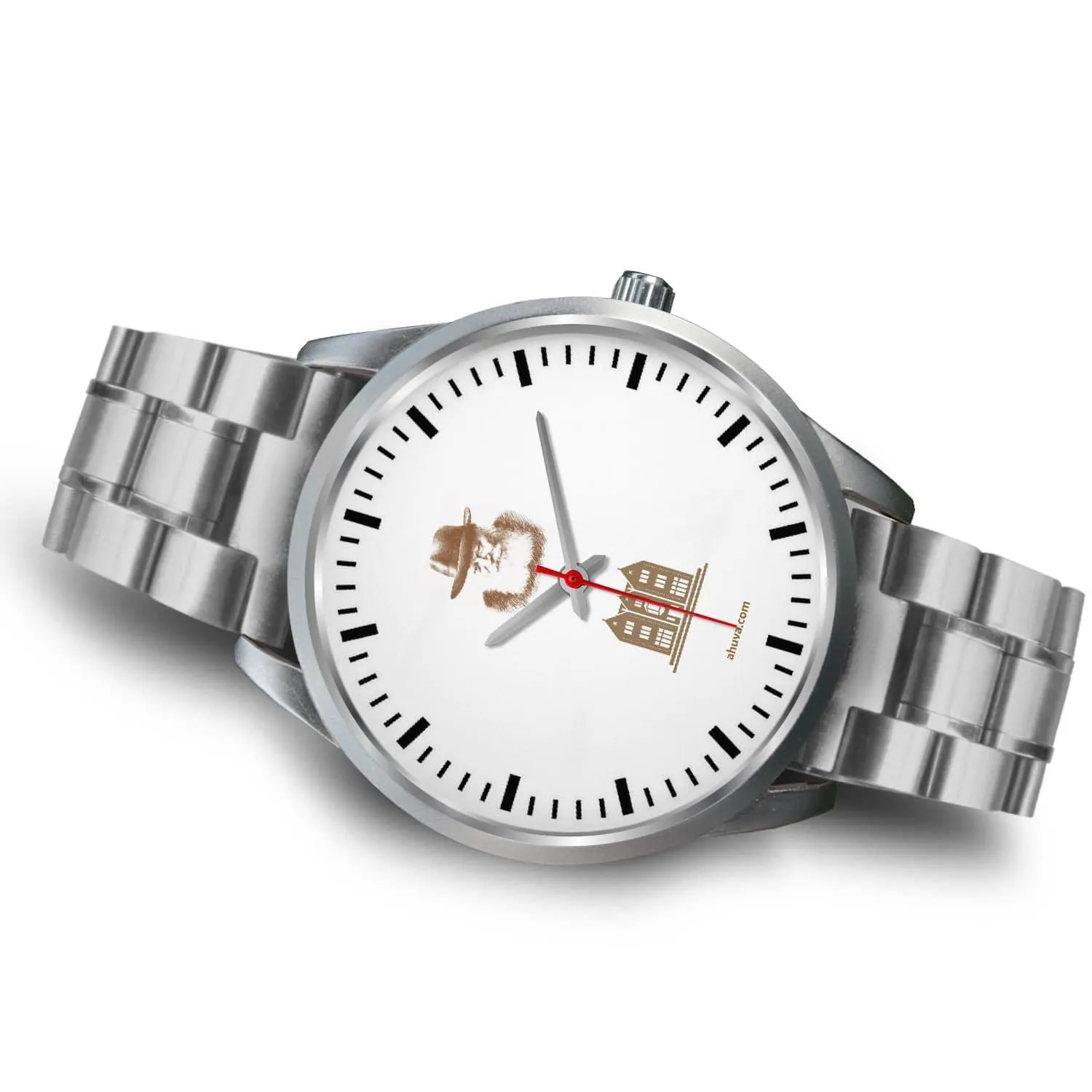 Lubavitcher Rebbe 770 Hebrew Wristwatch Silver