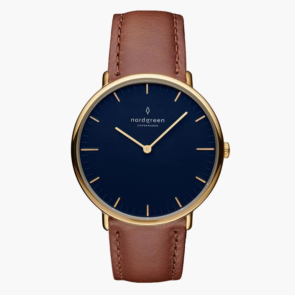 Native | Navy Dial - Brown Leather