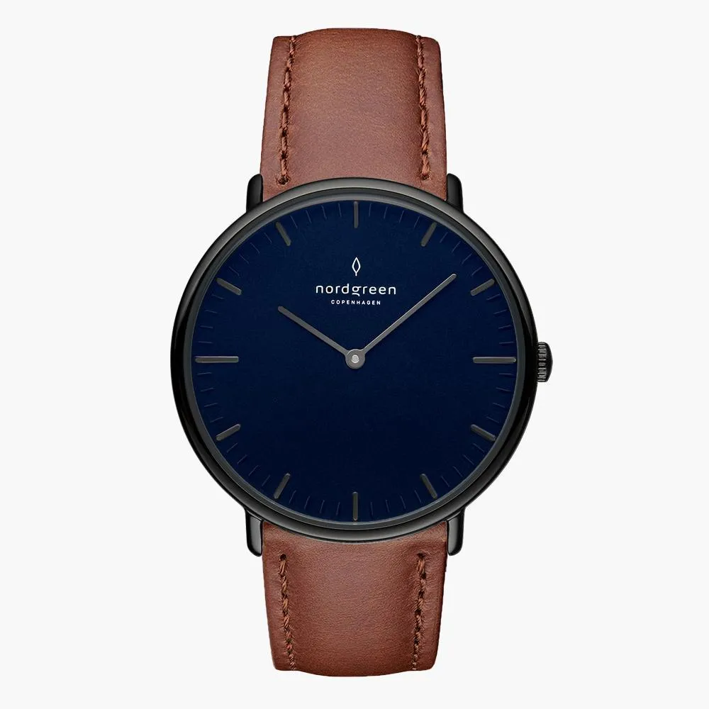 Native | Navy Dial - Brown Leather