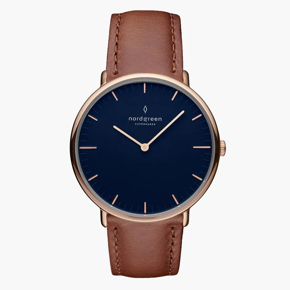Native | Navy Dial - Brown Leather