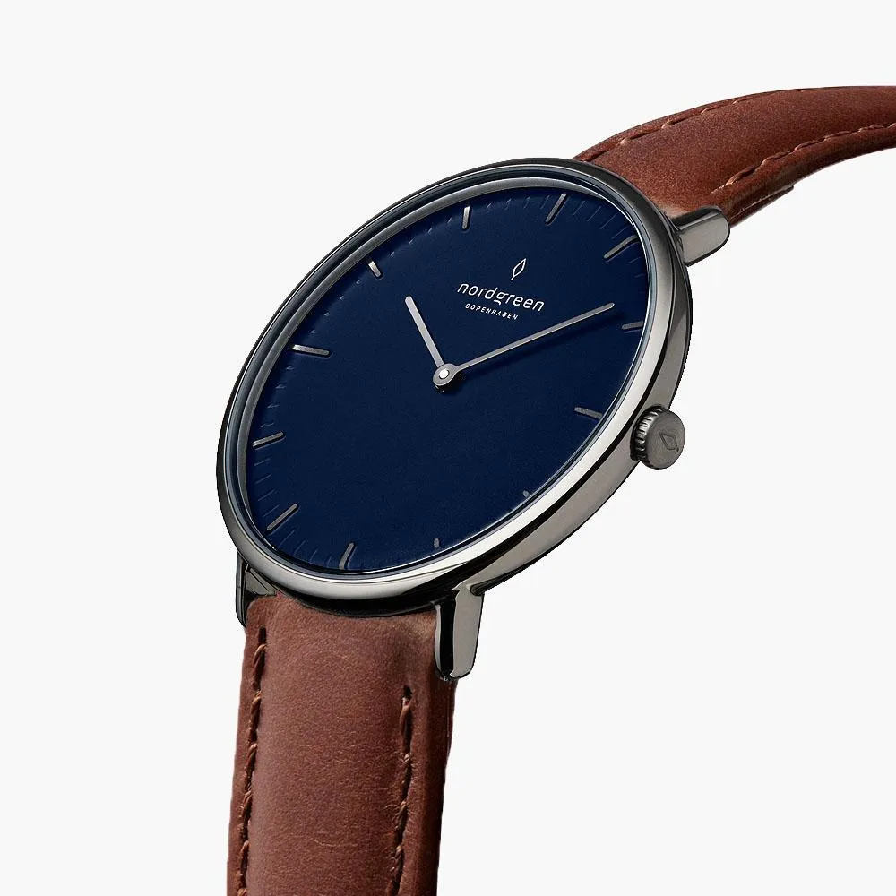 Native | Navy Dial - Brown Leather