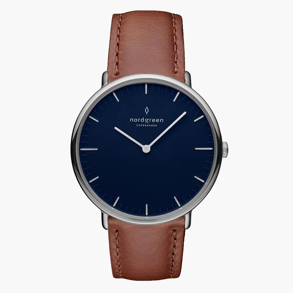 Native | Navy Dial - Brown Leather