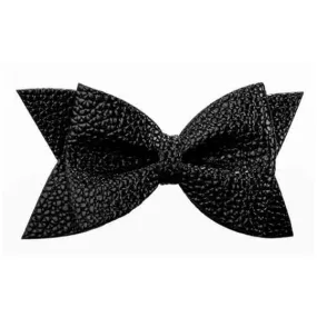 No Slippy Hair Clippy Leather Bow Black