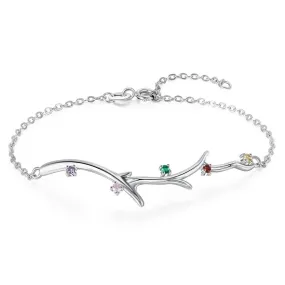 Personalized Branch Bracelet with Zirconia Custom 5 Birthstones Bracelets & Bangles for Women Family Gift