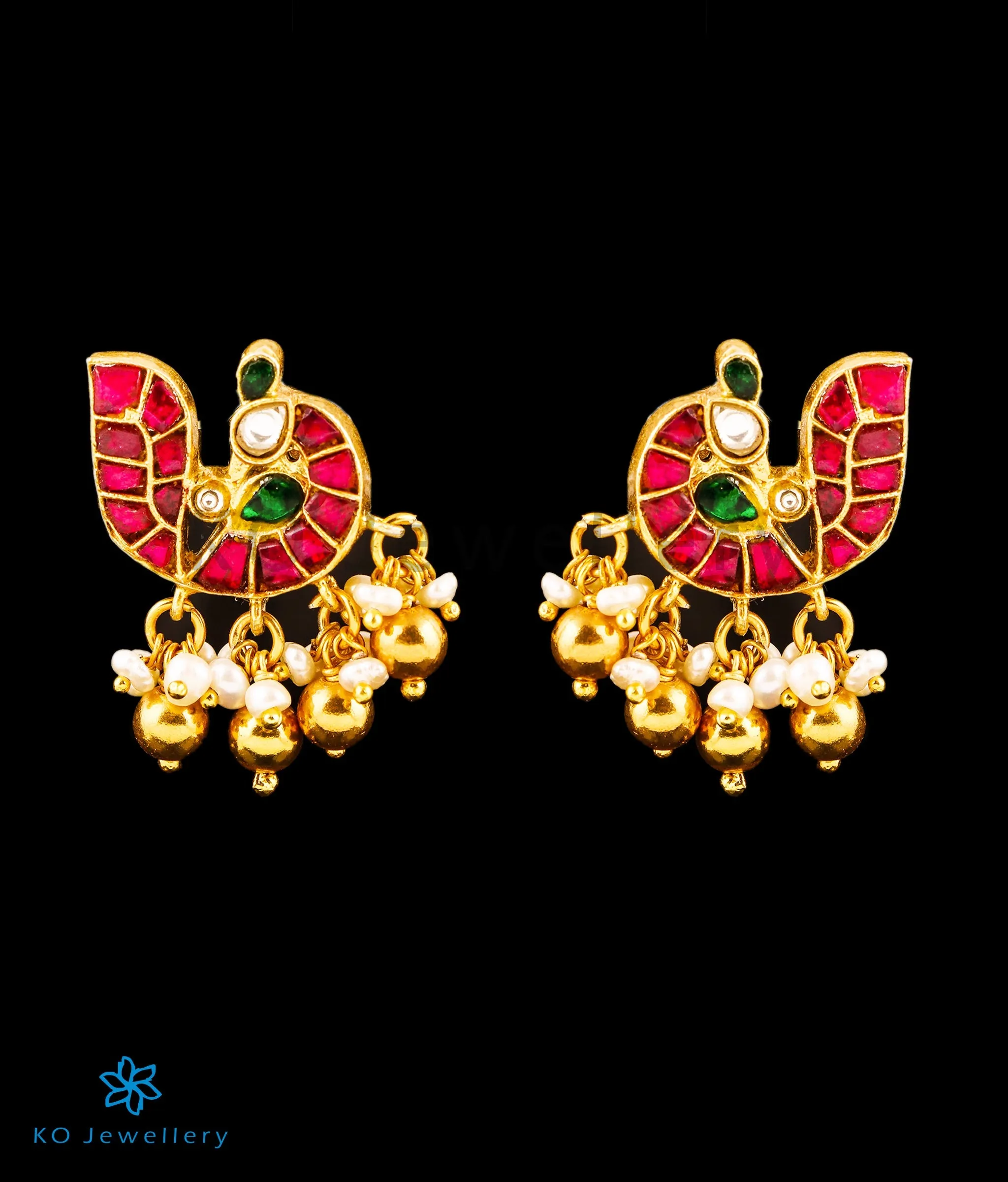 The Mandira Silver Peacock Kundan Earrings