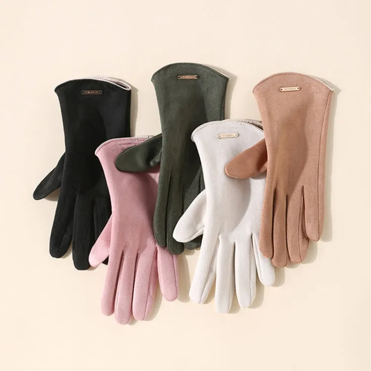 Touch Screen Plus Velvet Keep Warm Riding Gloves, Size: One Size(Women Dark Green)