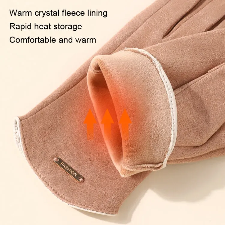Touch Screen Plus Velvet Keep Warm Riding Gloves, Size: One Size(Women Dark Green)