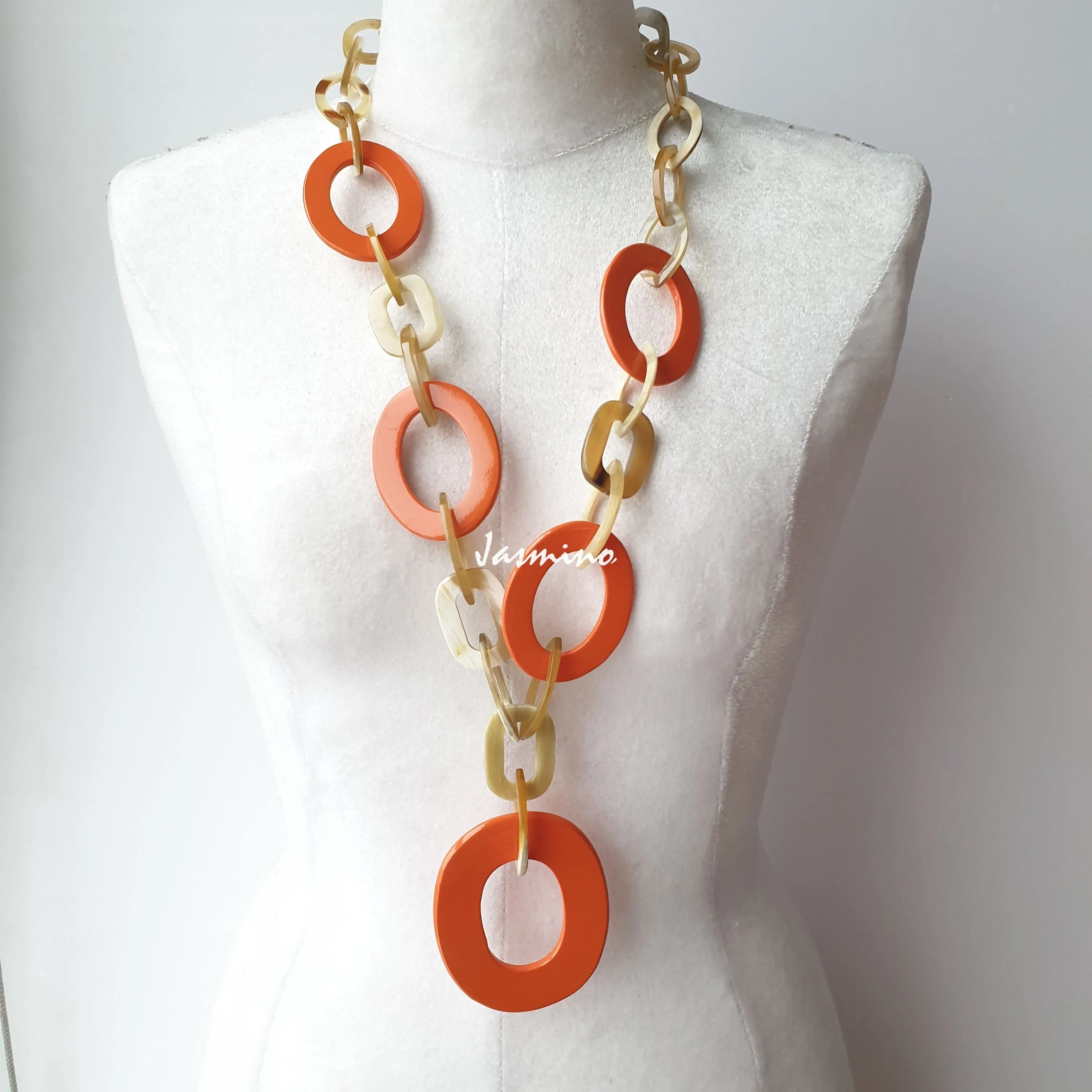 Trendy Horn Necklace J18027, Made by Natural Buffalo Horn & Lacquer
