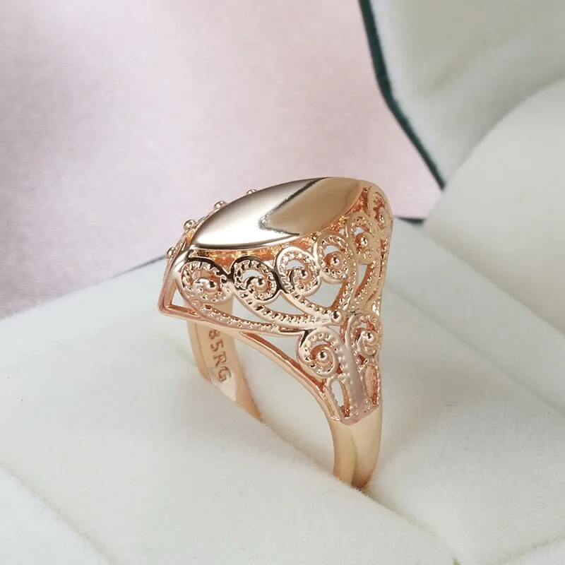 Unique Pattern Rhombus Ring - 585 Rose Gold