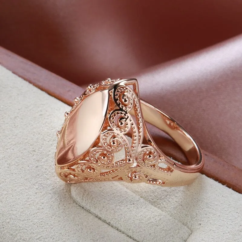 Unique Pattern Rhombus Ring - 585 Rose Gold