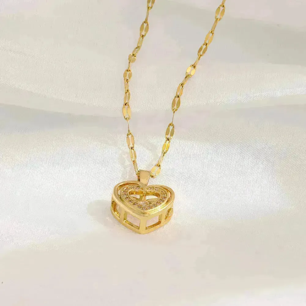 Valentines Day Gift Double-layer Smart Love Pendant Titanium Steel Necklace Fashion Jewelry Woman
