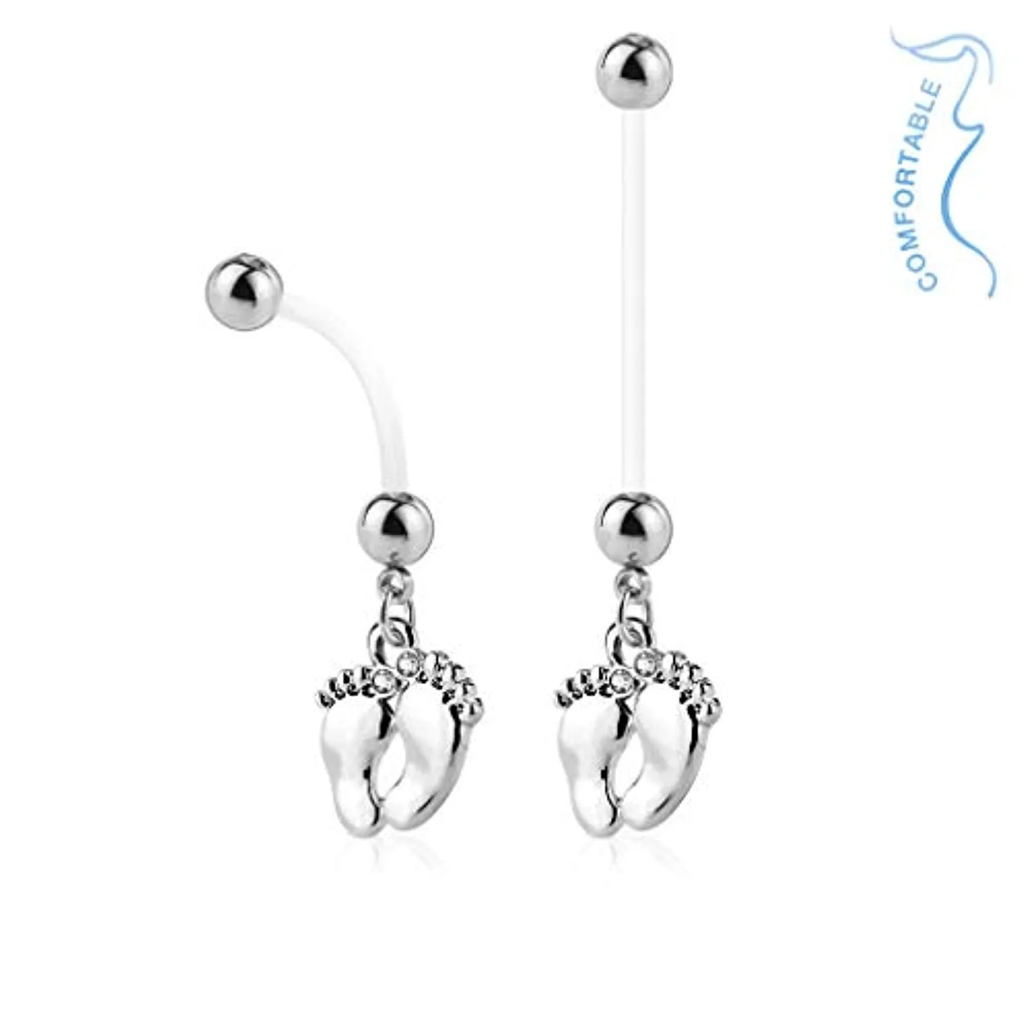 WildKlass Baby Foot Pregnancy Belly Rings Bioflex with 316L Surgical Steel Balls